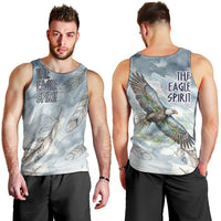 The Eagle Spirit Native American Men Tank Top Soaring Bald Eagle and Tribal Feathers Watercolor Sky - Wonder Print Shop