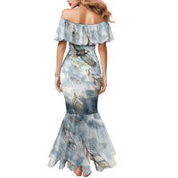 The Eagle Spirit Native American Mermaid Dress Soaring Bald Eagle and Tribal Feathers Watercolor Sky - Wonder Print Shop