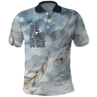 The Eagle Spirit Native American Polo Shirt Soaring Bald Eagle and Tribal Feathers Watercolor Sky - Wonder Print Shop