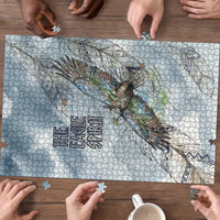 The Eagle Spirit Native American Puzzle Soaring Bald Eagle and Tribal Feathers Watercolor Sky - Wonder Print Shop