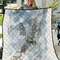 The Eagle Spirit Native American Quilt Soaring Bald Eagle and Tribal Feathers Watercolor Sky - Wonder Print Shop