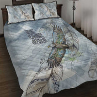 The Eagle Spirit Native American Quilt Bed Set Soaring Bald Eagle and Tribal Feathers Watercolor Sky - Wonder Print Shop