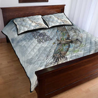 The Eagle Spirit Native American Quilt Bed Set Soaring Bald Eagle and Tribal Feathers Watercolor Sky - Wonder Print Shop