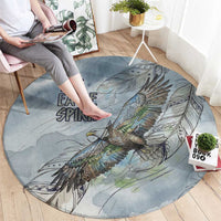 The Eagle Spirit Native American Round Carpet Soaring Bald Eagle and Tribal Feathers Watercolor Sky - Wonder Print Shop