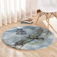 The Eagle Spirit Native American Round Carpet Soaring Bald Eagle and Tribal Feathers Watercolor Sky - Wonder Print Shop