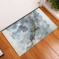 The Eagle Spirit Native American Rubber Doormat Soaring Bald Eagle and Tribal Feathers Watercolor Sky - Wonder Print Shop