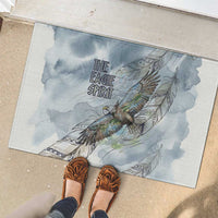 The Eagle Spirit Native American Rubber Doormat Soaring Bald Eagle and Tribal Feathers Watercolor Sky - Wonder Print Shop