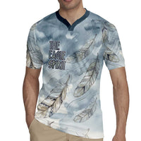 The Eagle Spirit Native American Rugby Jersey Soaring Bald Eagle and Tribal Feathers Watercolor Sky - Wonder Print Shop