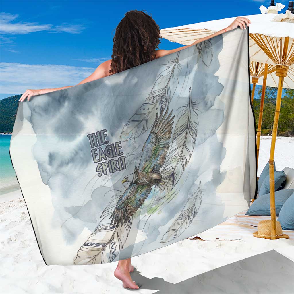 The Eagle Spirit Native American Sarong Soaring Bald Eagle and Tribal Feathers Watercolor Sky - Wonder Print Shop