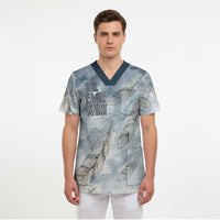 The Eagle Spirit Native American Scrub Top Soaring Bald Eagle and Tribal Feathers Watercolor Sky - Wonder Print Shop