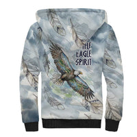 The Eagle Spirit Native American Sherpa Hoodie Soaring Bald Eagle and Tribal Feathers Watercolor Sky - Wonder Print Shop