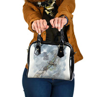 The Eagle Spirit Native American Shoulder Handbag Soaring Bald Eagle and Tribal Feathers Watercolor Sky - Wonder Print Shop