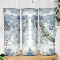 The Eagle Spirit Native American Skinny Tumbler Soaring Bald Eagle and Tribal Feathers Watercolor Sky - Wonder Print Shop
