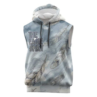 The Eagle Spirit Native American Sleeveless Hoodie Soaring Bald Eagle and Tribal Feathers Watercolor Sky - Wonder Print Shop