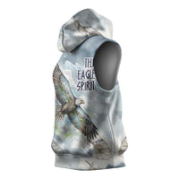 The Eagle Spirit Native American Sleeveless Hoodie Soaring Bald Eagle and Tribal Feathers Watercolor Sky - Wonder Print Shop