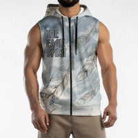 The Eagle Spirit Native American Sleeveless Zip Hoodie Soaring Bald Eagle and Tribal Feathers Watercolor Sky - Wonder Print Shop