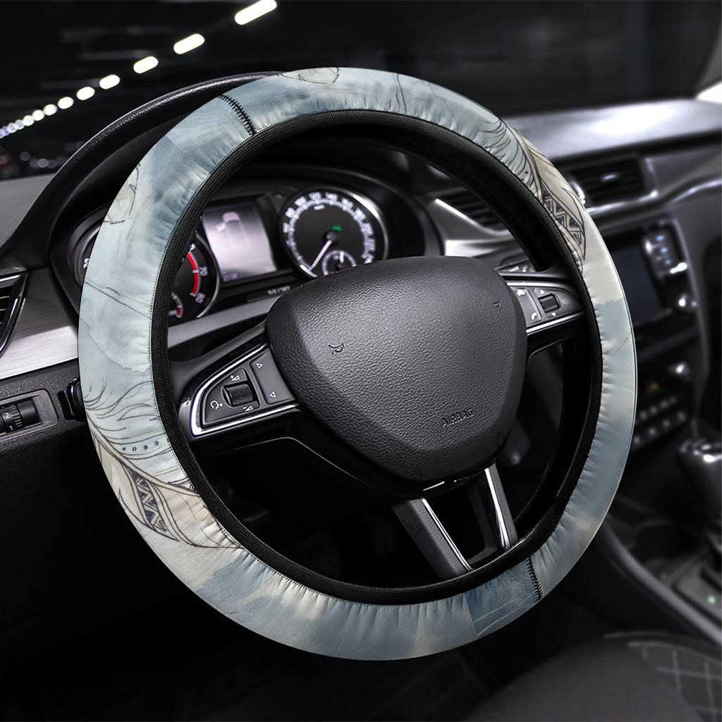 The Eagle Spirit Native American Steering Wheel Cover Soaring Bald Eagle and Tribal Feathers Watercolor Sky - Wonder Print Shop