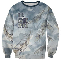 The Eagle Spirit Native American Sweatshirt Soaring Bald Eagle and Tribal Feathers Watercolor Sky - Wonder Print Shop