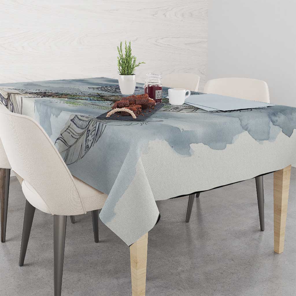The Eagle Spirit Native American Tablecloth Soaring Bald Eagle and Tribal Feathers Watercolor Sky - Wonder Print Shop