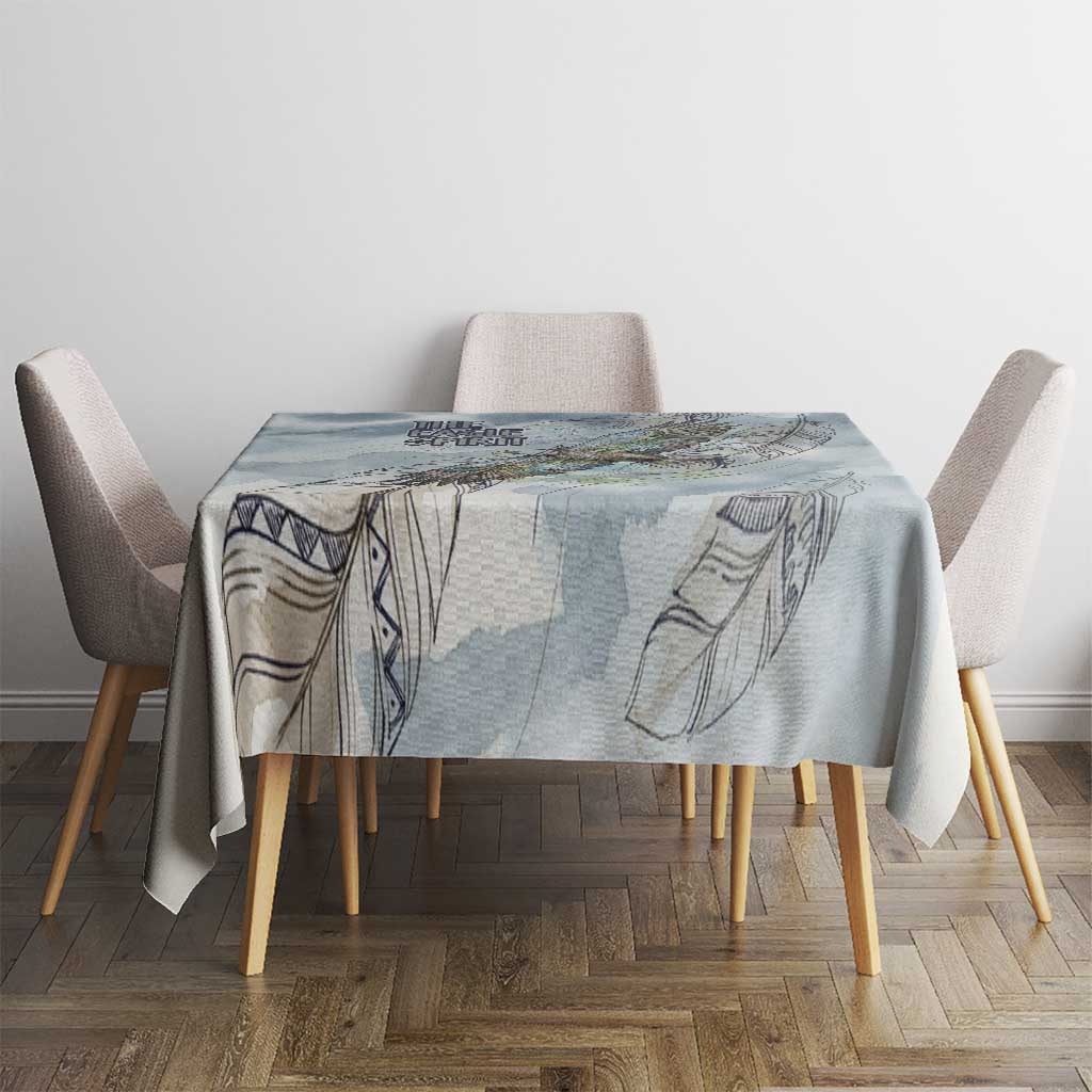 The Eagle Spirit Native American Tablecloth Soaring Bald Eagle and Tribal Feathers Watercolor Sky - Wonder Print Shop