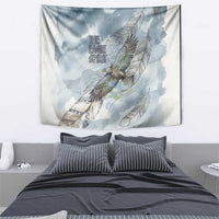 The Eagle Spirit Native American Tapestry Soaring Bald Eagle and Tribal Feathers Watercolor Sky - Wonder Print Shop