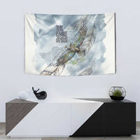 The Eagle Spirit Native American Tapestry Soaring Bald Eagle and Tribal Feathers Watercolor Sky - Wonder Print Shop