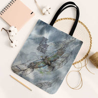 The Eagle Spirit Native American Tote Bag Soaring Bald Eagle and Tribal Feathers Watercolor Sky - Wonder Print Shop