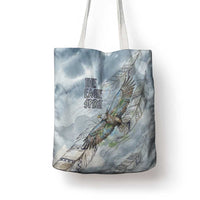 The Eagle Spirit Native American Tote Bag Soaring Bald Eagle and Tribal Feathers Watercolor Sky - Wonder Print Shop