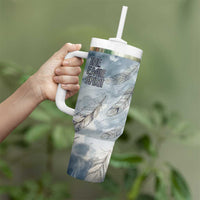 The Eagle Spirit Native American Tumbler With Handle Soaring Bald Eagle and Tribal Feathers Watercolor Sky - Wonder Print Shop
