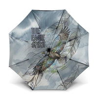 The Eagle Spirit Native American Umbrella Soaring Bald Eagle and Tribal Feathers Watercolor Sky - Wonder Print Shop