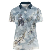 The Eagle Spirit Native American Women Polo Shirt Soaring Bald Eagle and Tribal Feathers Watercolor Sky - Wonder Print Shop