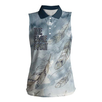 The Eagle Spirit Native American Women Sleeveless Polo Shirt Soaring Bald Eagle and Tribal Feathers Watercolor Sky - Wonder Print Shop