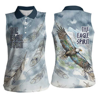 The Eagle Spirit Native American Women Sleeveless Polo Shirt Soaring Bald Eagle and Tribal Feathers Watercolor Sky - Wonder Print Shop