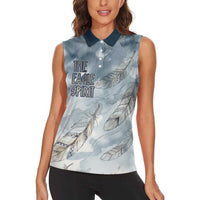 The Eagle Spirit Native American Women Sleeveless Polo Shirt Soaring Bald Eagle and Tribal Feathers Watercolor Sky - Wonder Print Shop