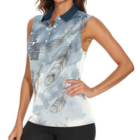 The Eagle Spirit Native American Women Sleeveless Polo Shirt Soaring Bald Eagle and Tribal Feathers Watercolor Sky - Wonder Print Shop