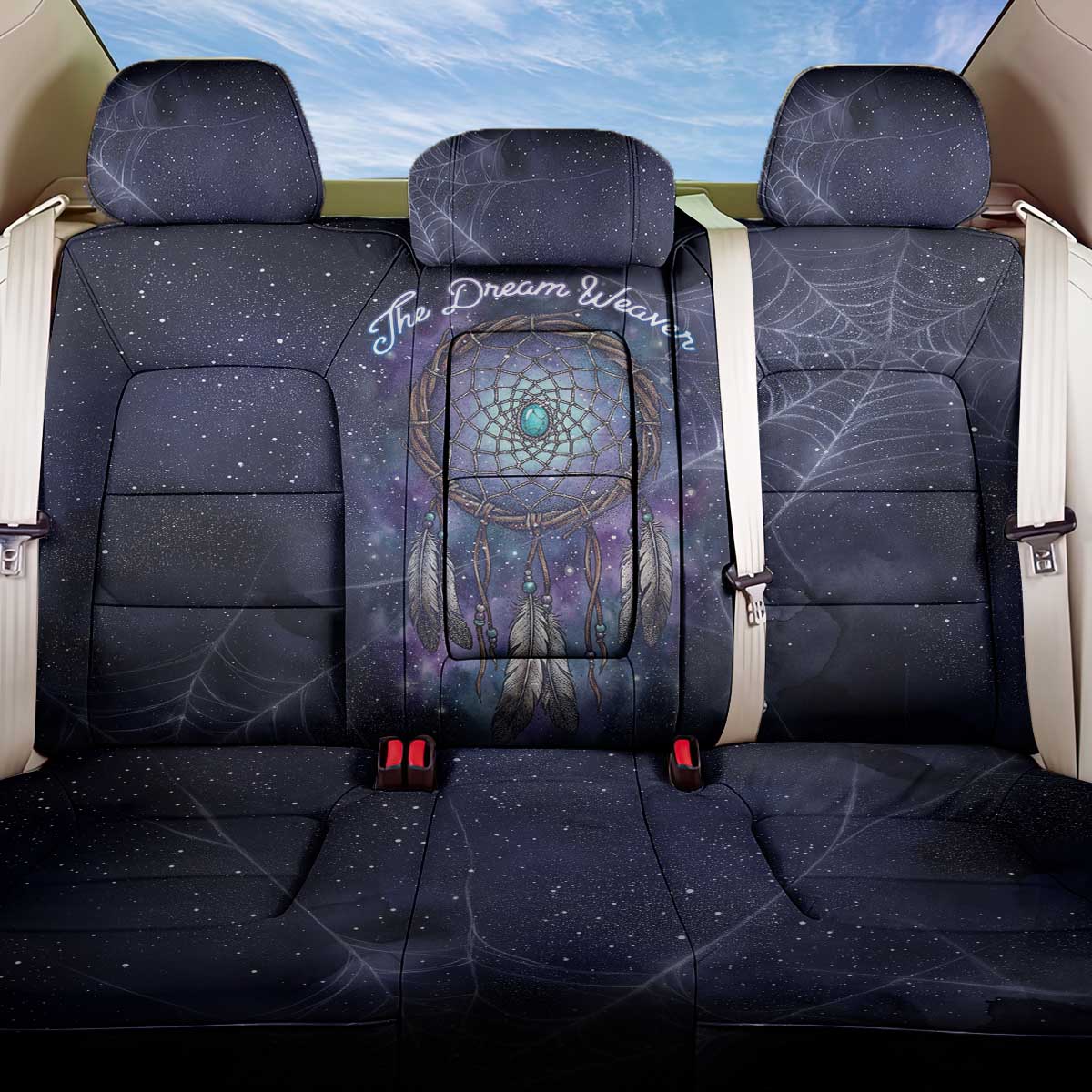 Dreamcatcher Native American Back Car Seat Cover Feathers and Starry Night Sky The Dream Weaver Theme - Wonder Print Shop