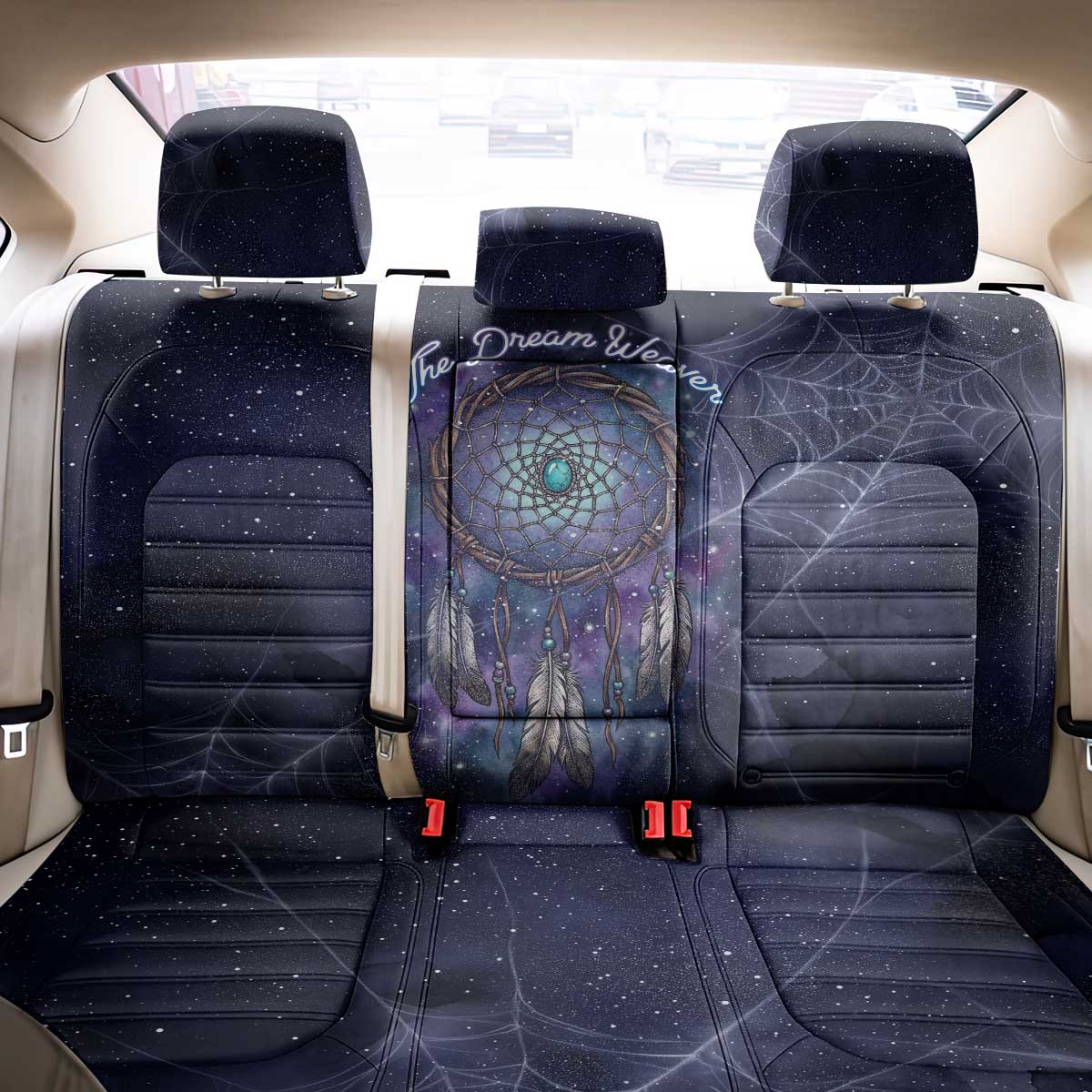 Dreamcatcher Native American Back Car Seat Cover Feathers and Starry Night Sky The Dream Weaver Theme - Wonder Print Shop