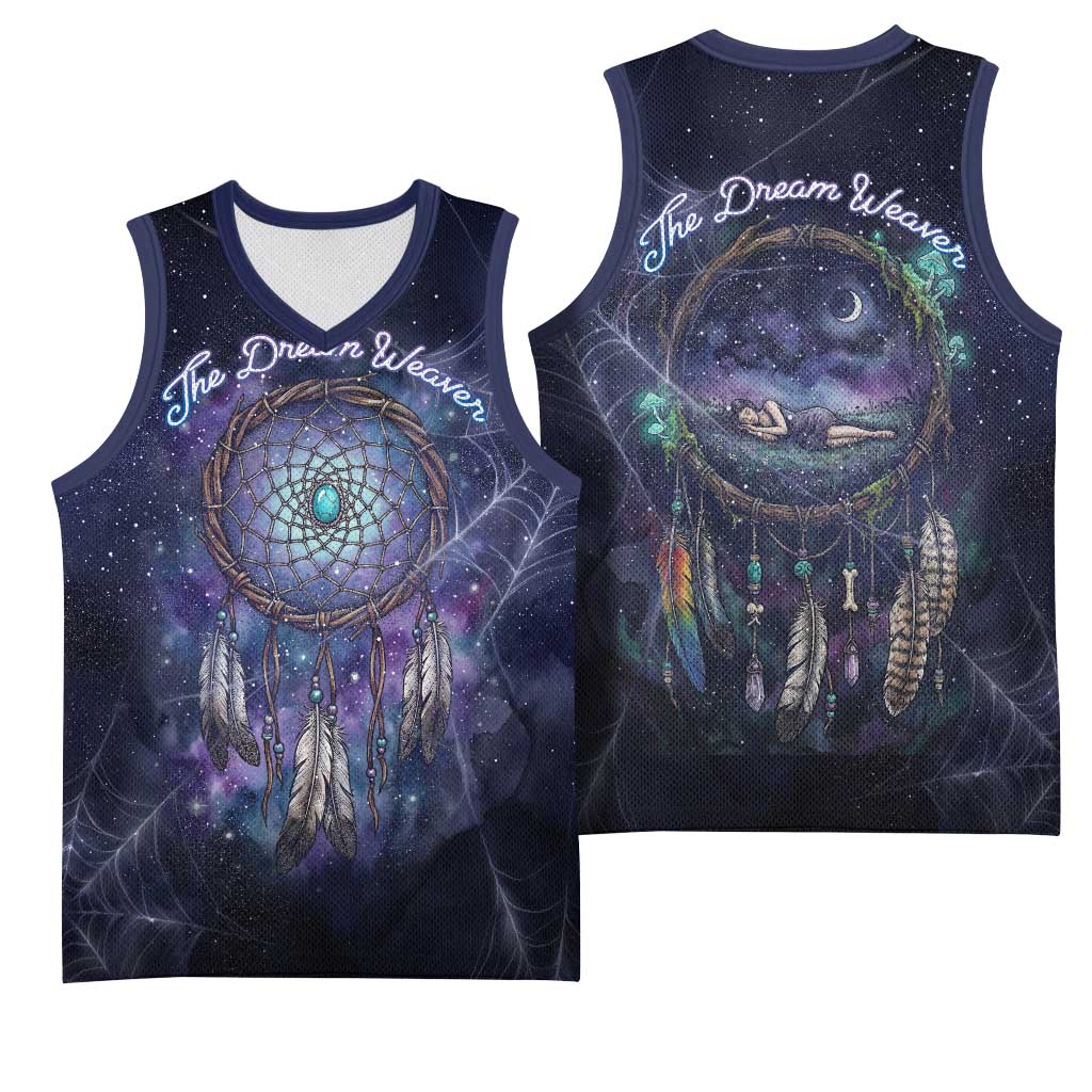 Dreamcatcher Native American Basketball Jersey Feathers and Starry Night Sky The Dream Weaver Theme - Wonder Print Shop