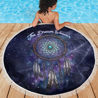 Dreamcatcher Native American Beach Blanket Feathers and Starry Night Sky The Dream Weaver Theme - Wonder Print Shop
