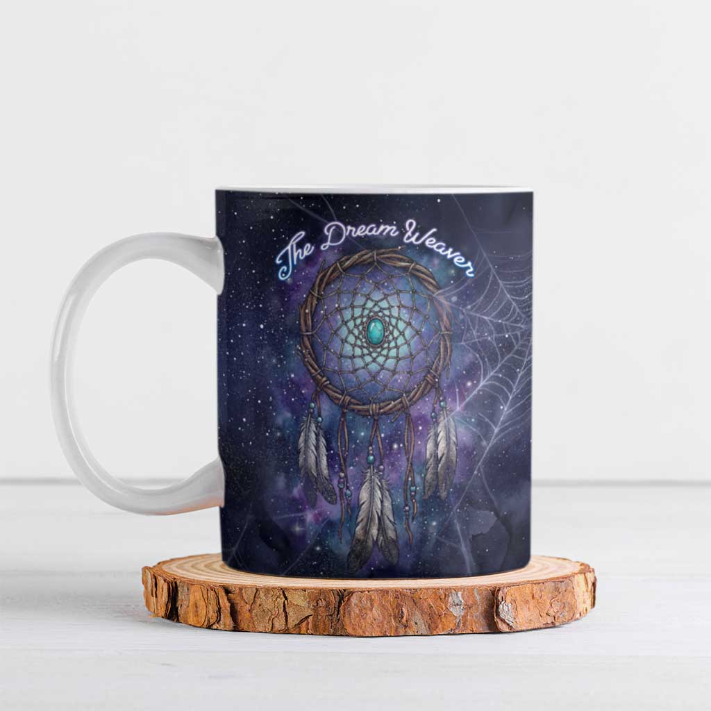 Dreamcatcher Native American Ceramic Mug Feathers and Starry Night Sky The Dream Weaver Theme - Wonder Print Shop
