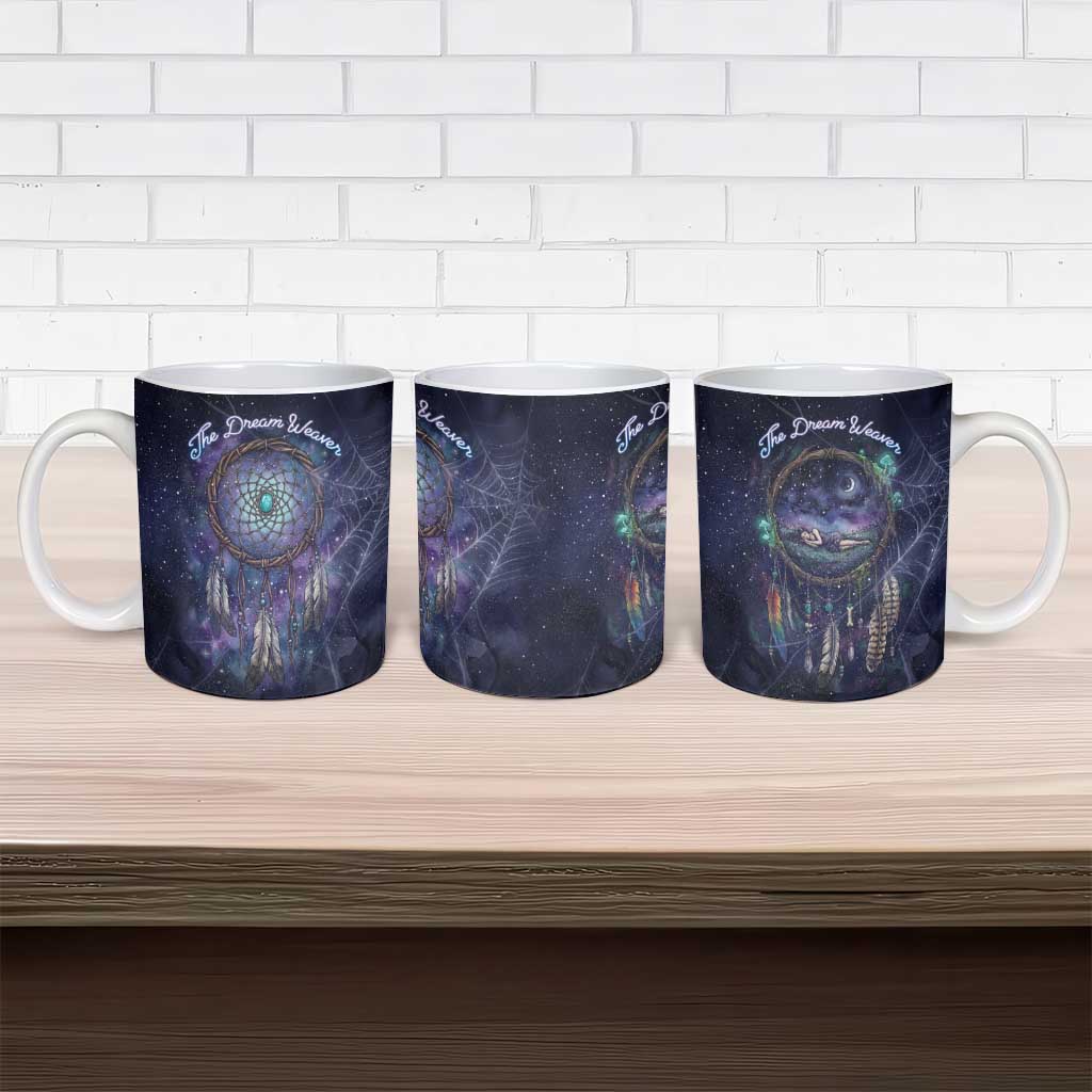 Dreamcatcher Native American Ceramic Mug Feathers and Starry Night Sky The Dream Weaver Theme - Wonder Print Shop