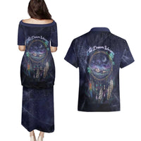 Dreamcatcher Native American Couples Matching Puletasi and Hawaiian Shirt Feathers and Starry Night Sky The Dream Weaver Theme - Wonder Print Shop