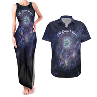 Dreamcatcher Native American Couples Matching Tank Maxi Dress and Hawaiian Shirt Feathers and Starry Night Sky The Dream Weaver Theme - Wonder Print Shop