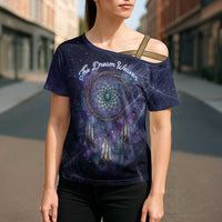 Dreamcatcher Native American Cross Shoulder Shirt Feathers and Starry Night Sky The Dream Weaver Theme - Wonder Print Shop