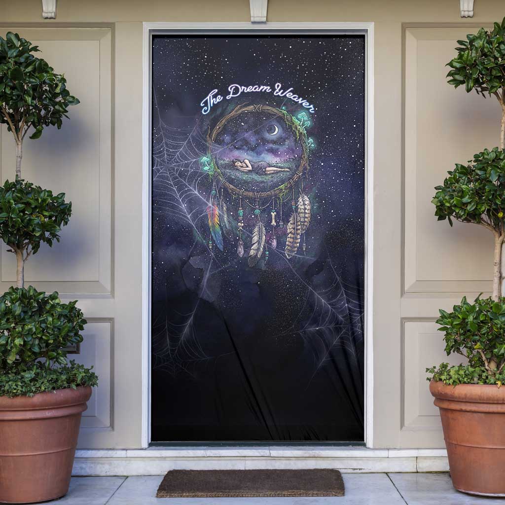 Dreamcatcher Native American Door Cover Feathers and Starry Night Sky The Dream Weaver Theme - Wonder Print Shop