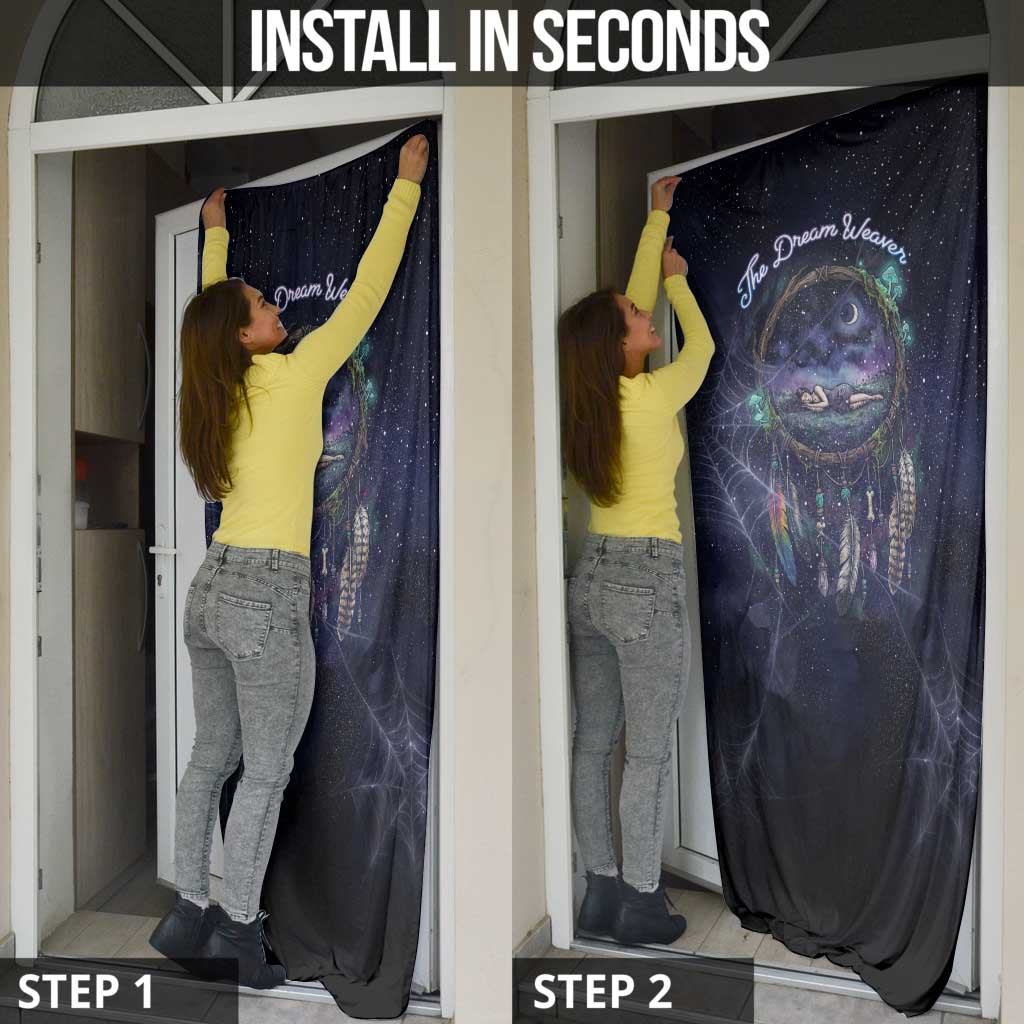 Dreamcatcher Native American Door Cover Feathers and Starry Night Sky The Dream Weaver Theme - Wonder Print Shop