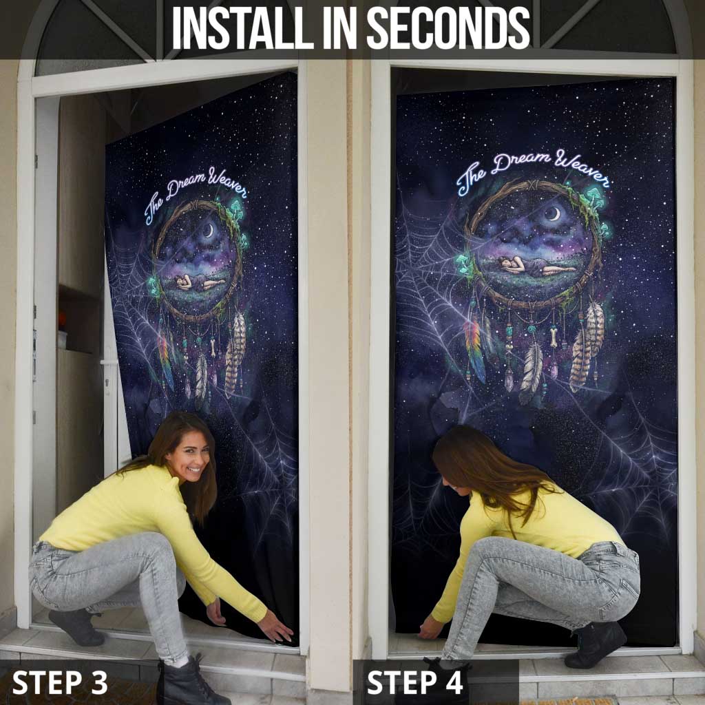 Dreamcatcher Native American Door Cover Feathers and Starry Night Sky The Dream Weaver Theme - Wonder Print Shop