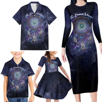 Dreamcatcher Native American Family Matching Long Sleeve Bodycon Dress and Hawaiian Shirt Feathers and Starry Night Sky The Dream Weaver Theme - Wonder Print Shop