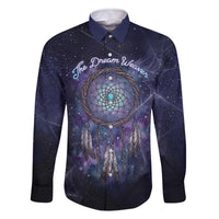 Dreamcatcher Native American Family Matching Off The Shoulder Long Sleeve Dress and Hawaiian Shirt Feathers and Starry Night Sky The Dream Weaver Theme - Wonder Print Shop