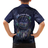 Dreamcatcher Native American Family Matching Off Shoulder Maxi Dress and Hawaiian Shirt Feathers and Starry Night Sky The Dream Weaver Theme - Wonder Print Shop